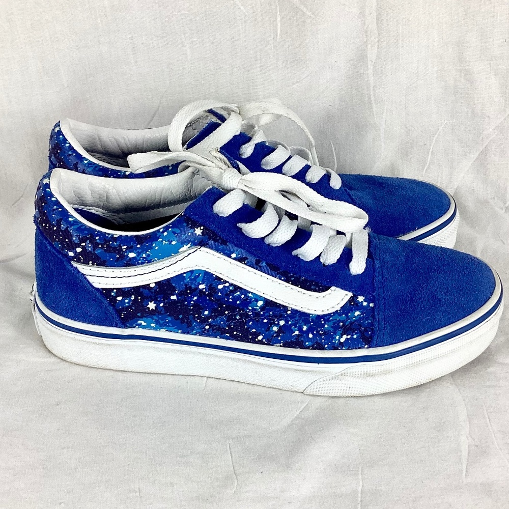 Vans Suede Kids Shoes Size 3 Blue White Stars Galactic Sky Sk8 Sneakers